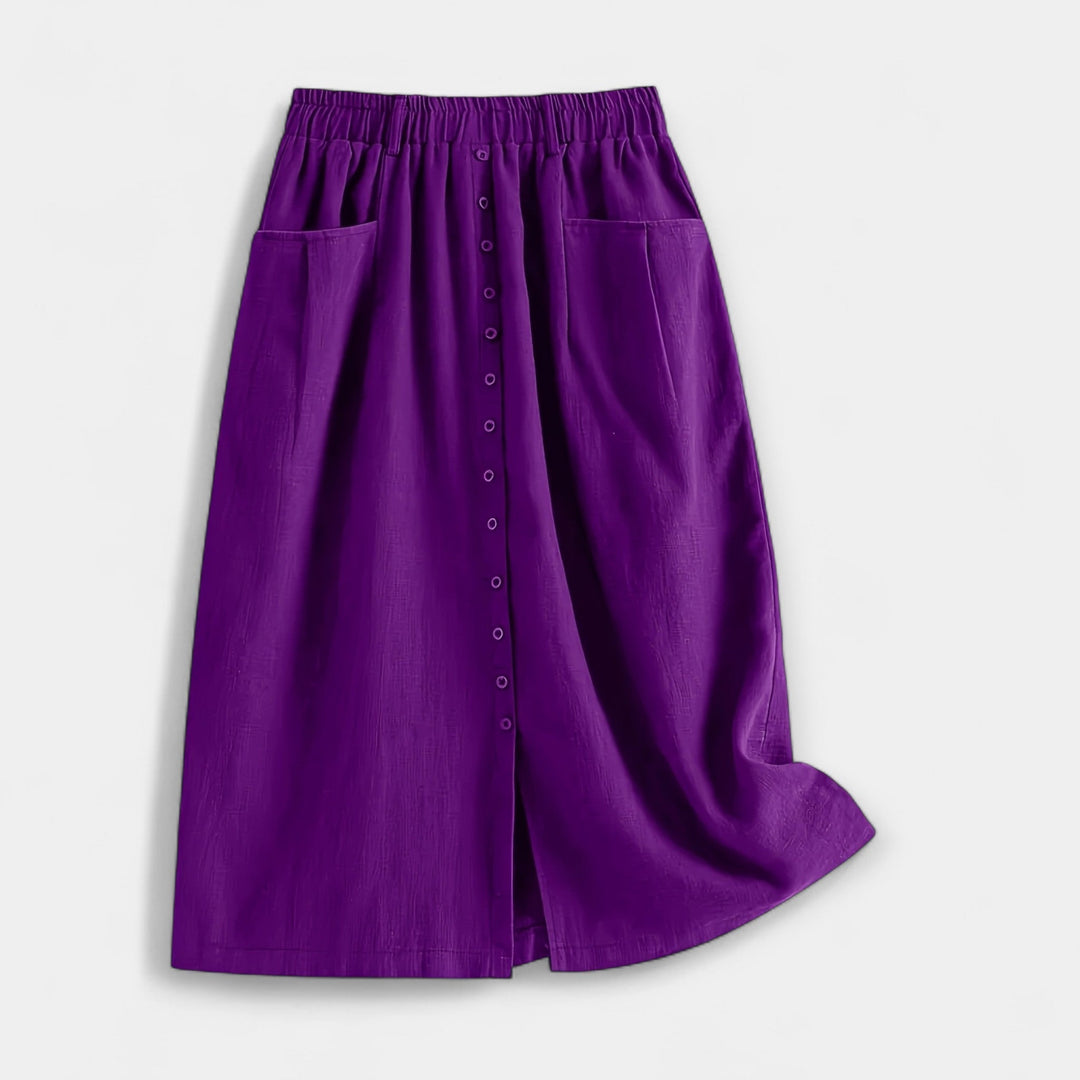 Magdaléna Elegantní Midi Vintage Sukně Předníkapsami