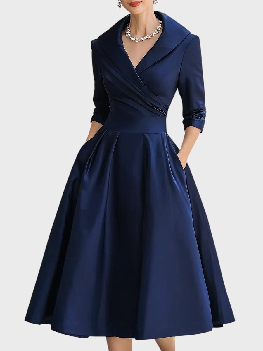 Tereza | Elegantní midi šaty s dlouhým rukávem