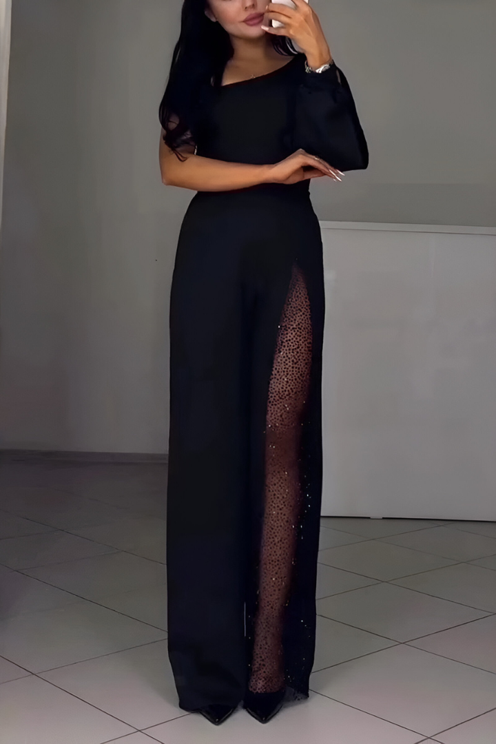 Artemis | Elegantní jednoramenný kombinéza s třpytivými detaily