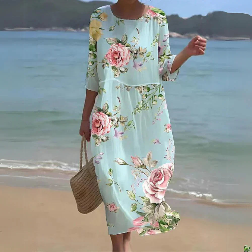 Marvella – Elegantní midi šaty s uměleckým potiskem